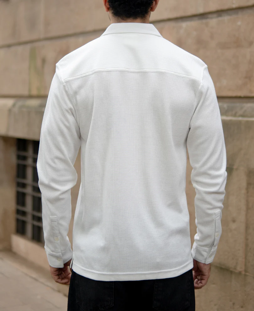Off White Knitted Embroidery Shirt - Image 5