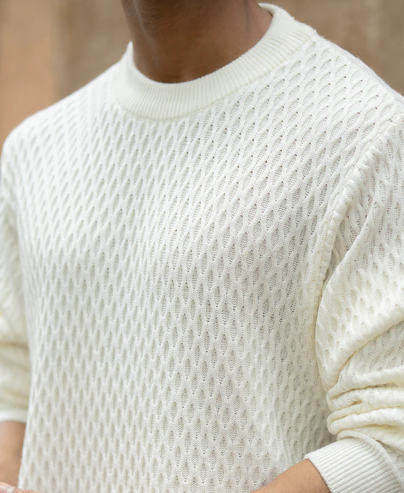Off White Knitted T-Shirt - Image 3