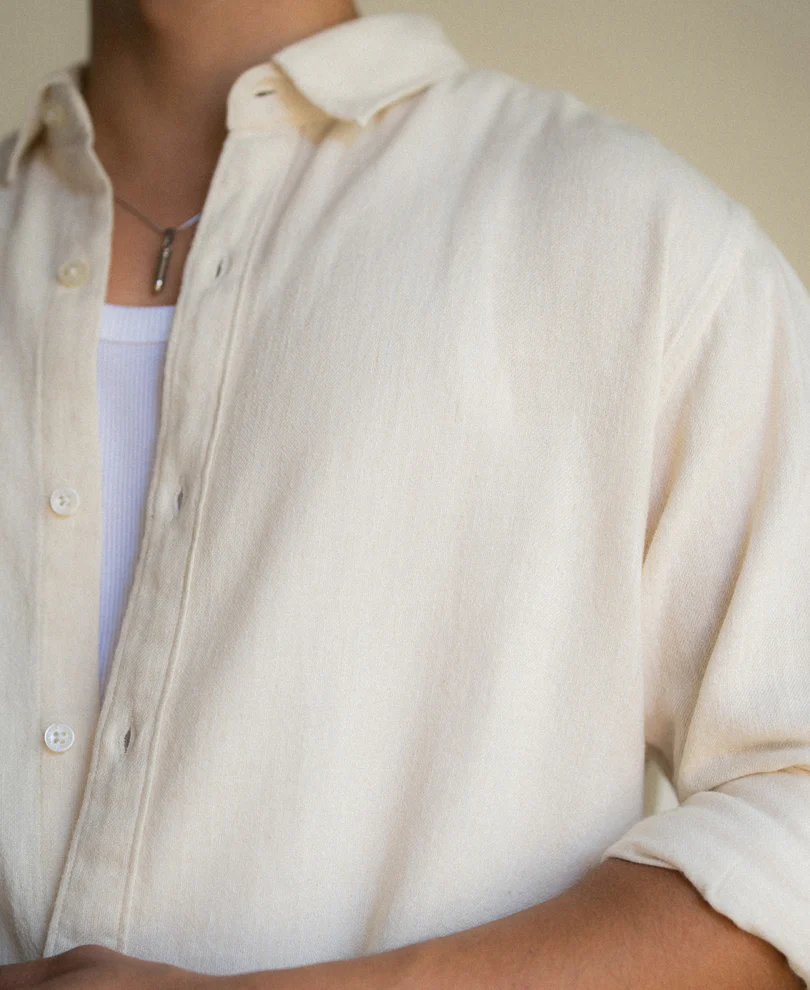 Off White Linen Blend Shirt - Image 4