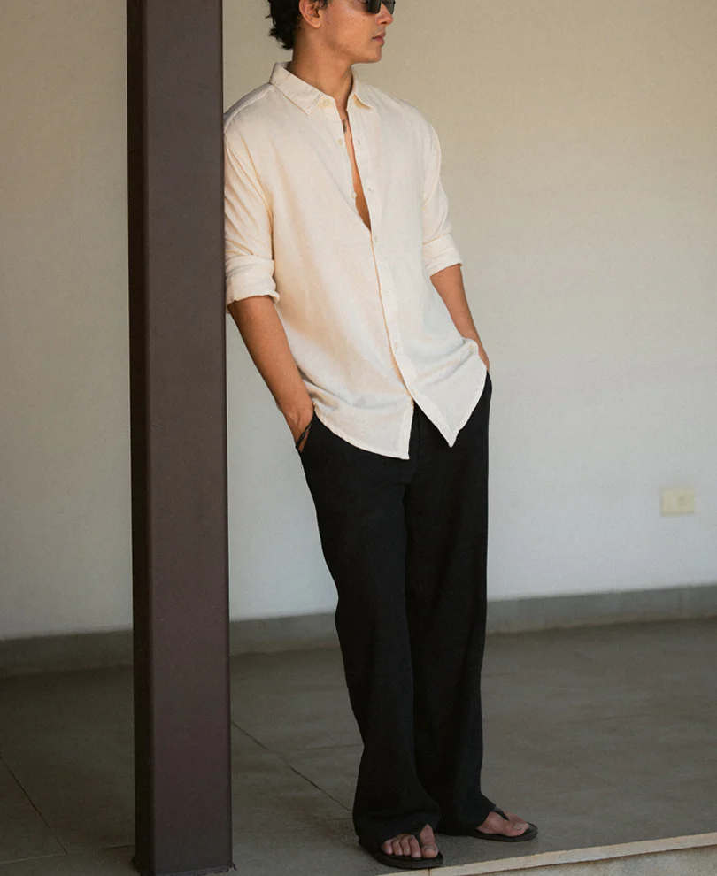 Off White Linen Blend Shirt - Image 7