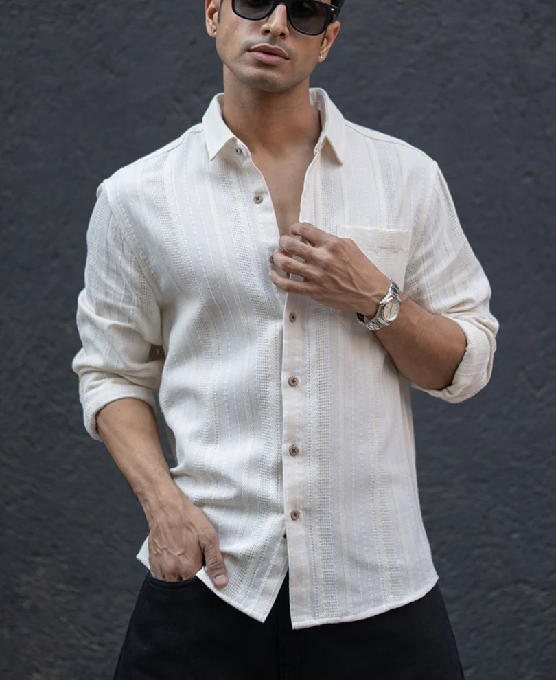 Off White Structure Stripe Shirt - Image 2