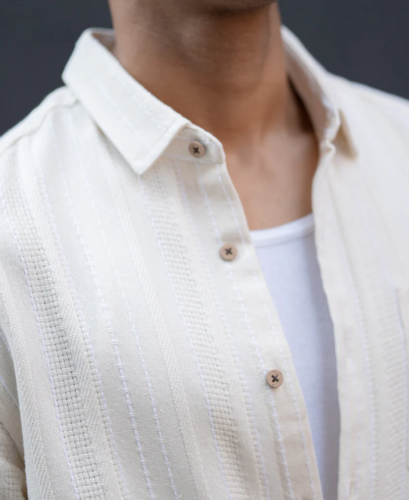 Off White Structure Stripe Shirt - Image 4