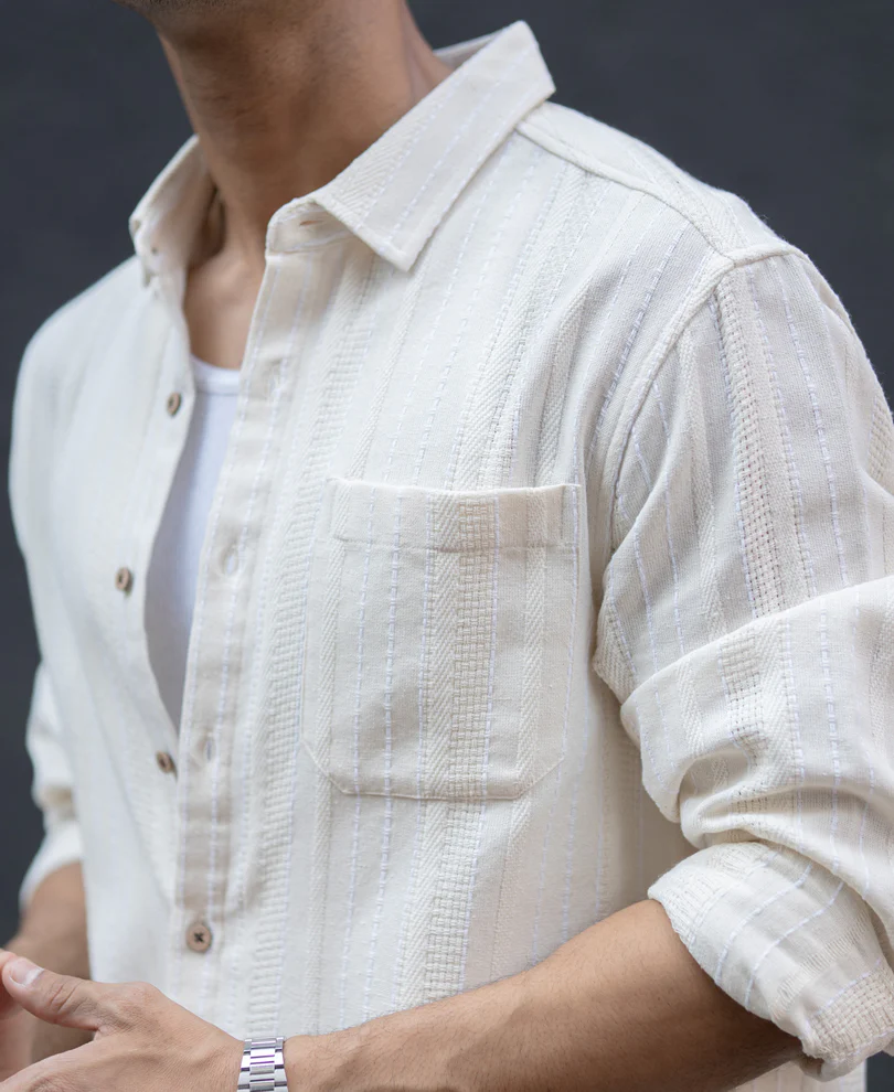 Off White Structure Stripe Shirt - Image 5