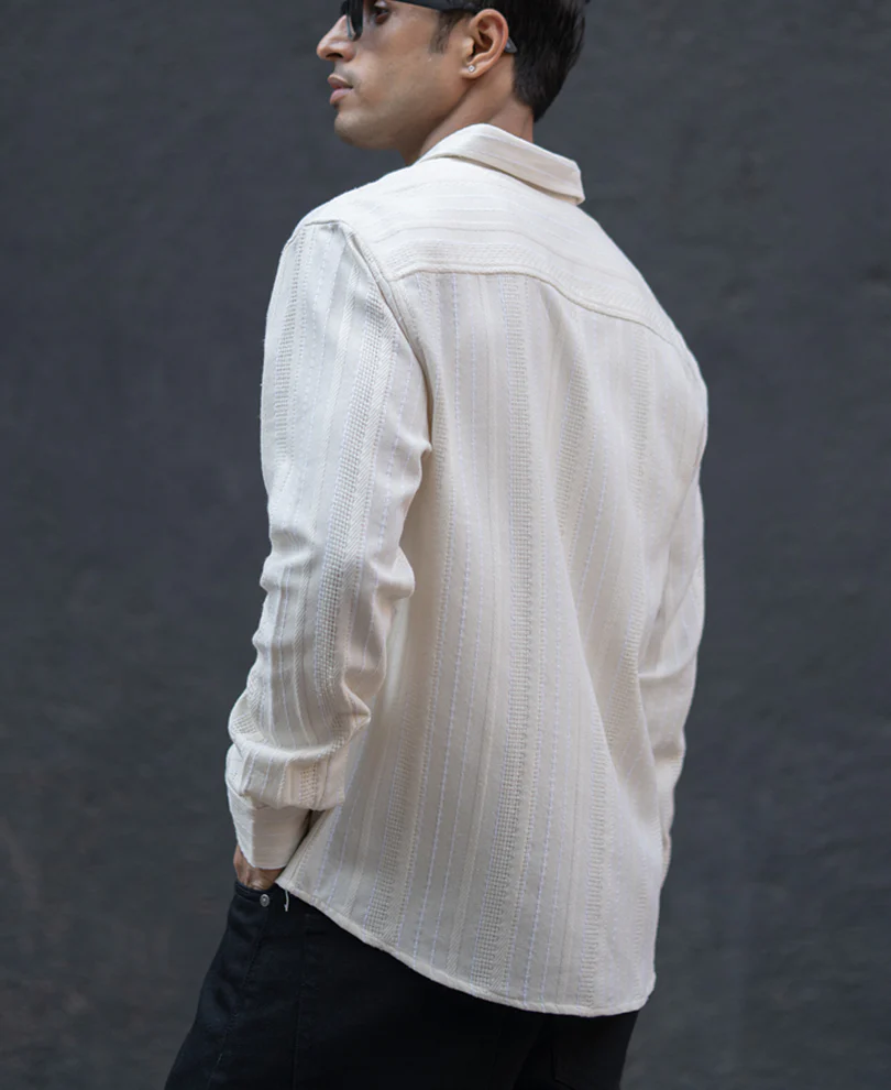 Off White Structure Stripe Shirt - Image 6