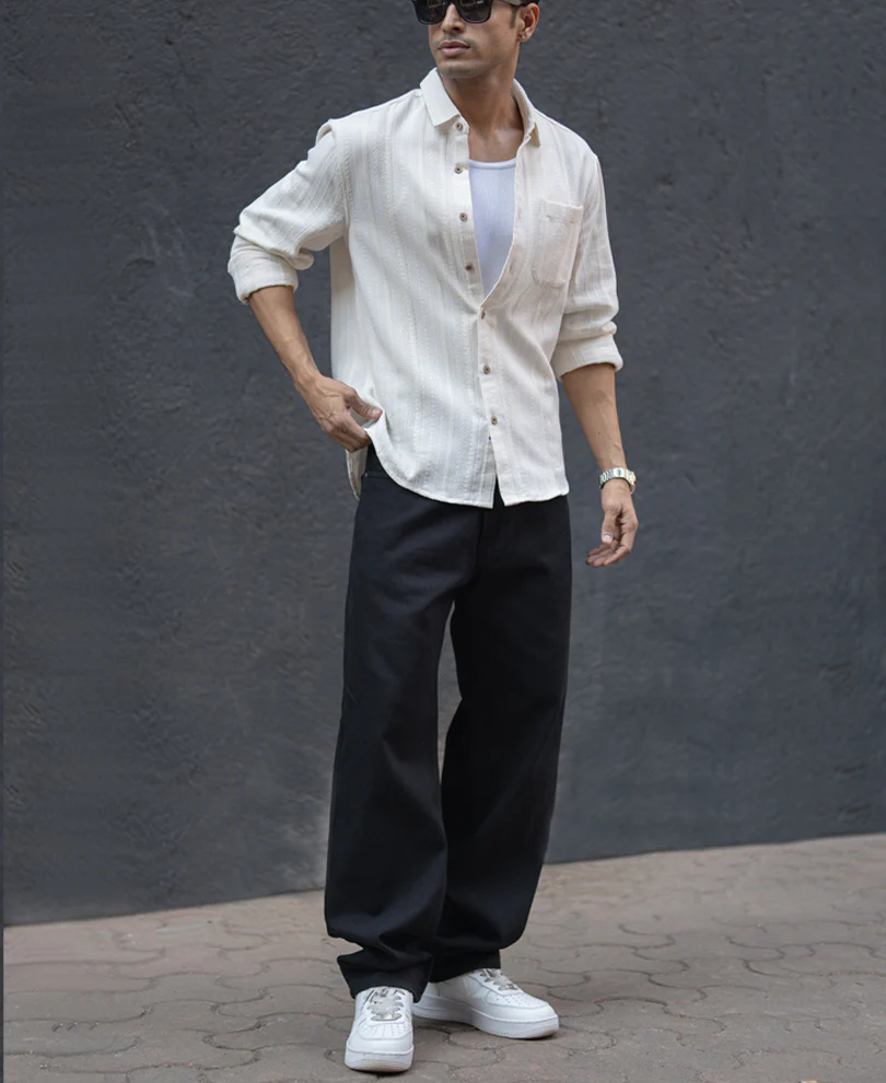Off White Structure Stripe Shirt - Image 7