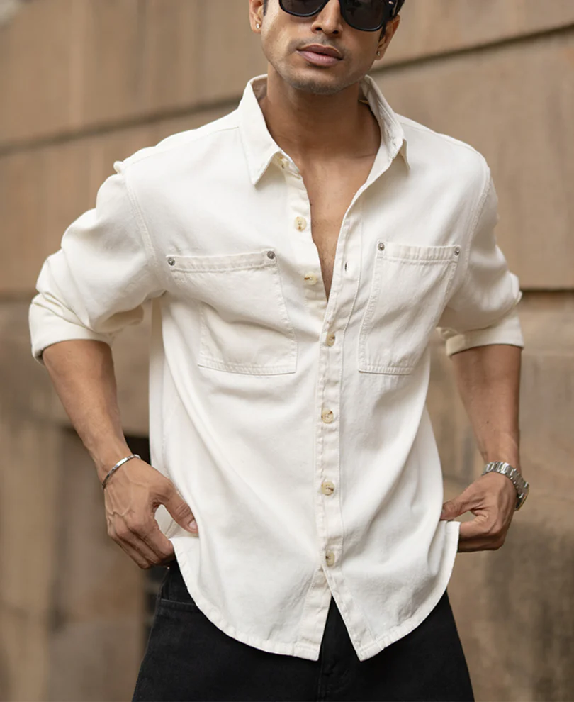 Off-White Structured Shirt With Pockets 100% Cotton - Image 4
