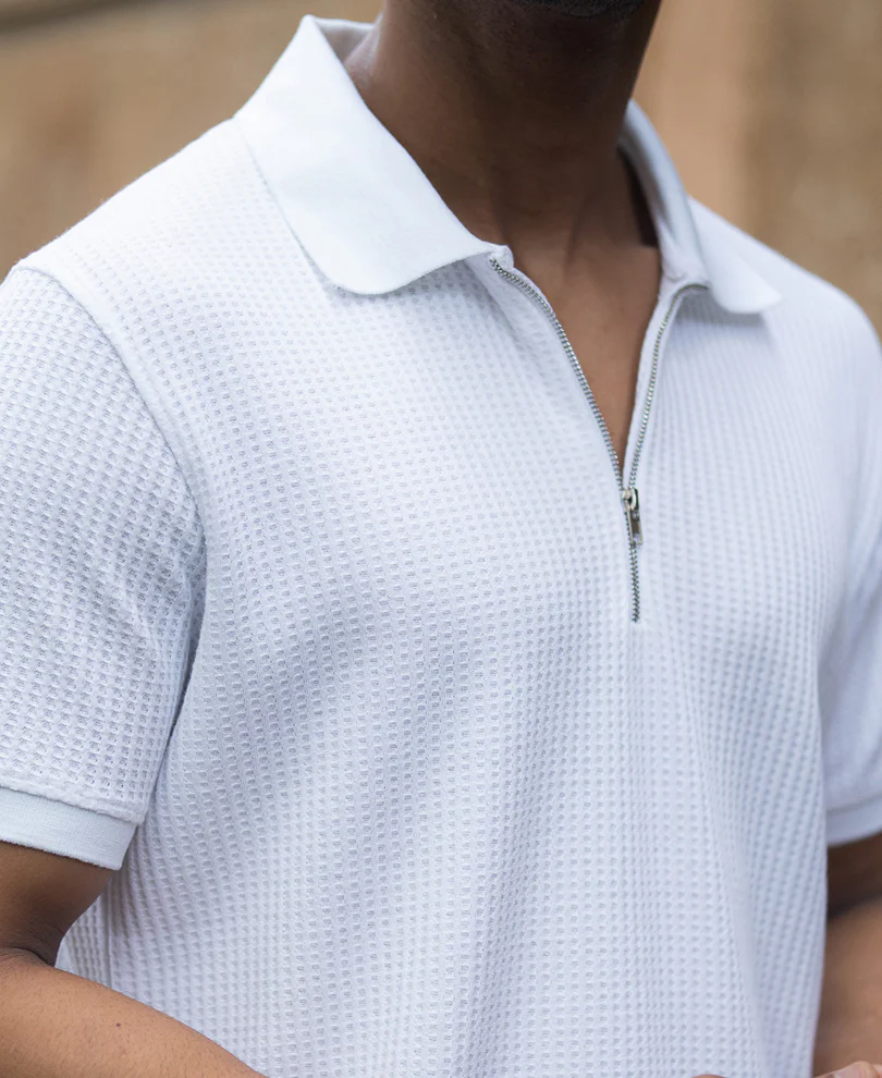Off-White Waffle Regular Fit Half Sleeves T-Shirt - Image 3