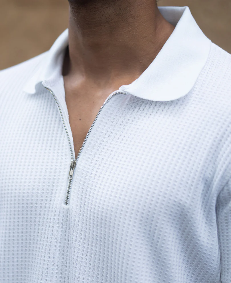 Off-White Waffle Regular Fit Half Sleeves T-Shirt - Image 4