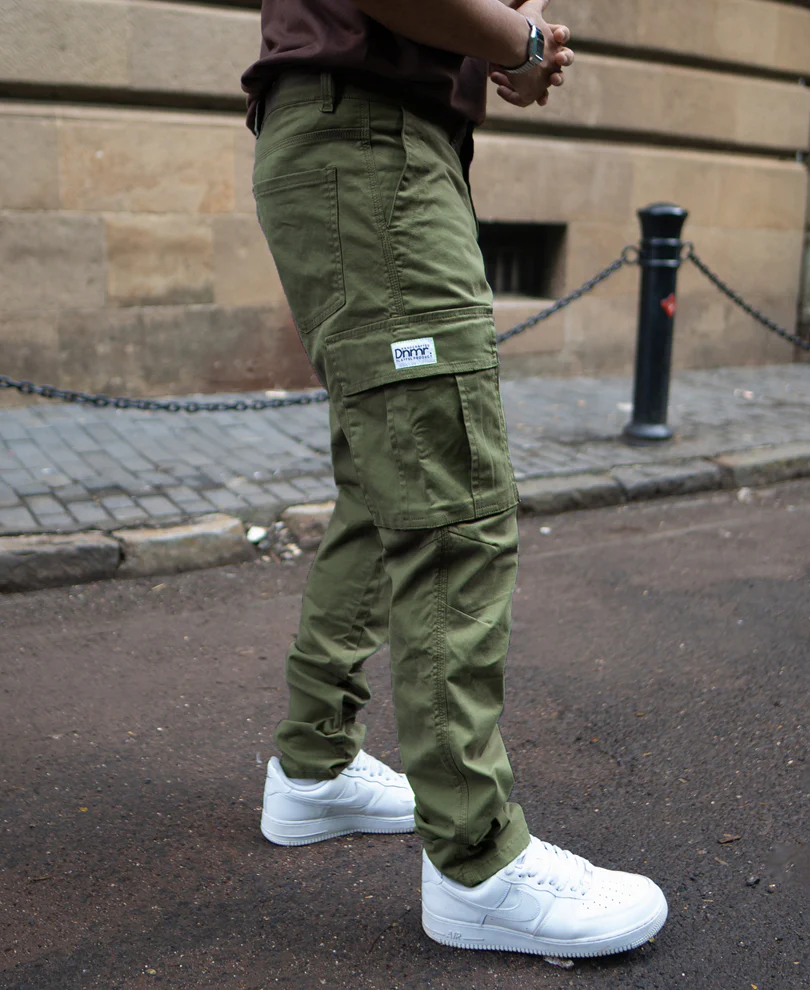 Olive Cotton Cargo Pants - Image 5