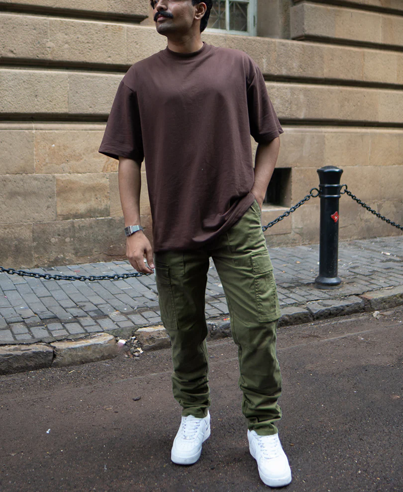 Olive Cotton Cargo Pants - Image 6