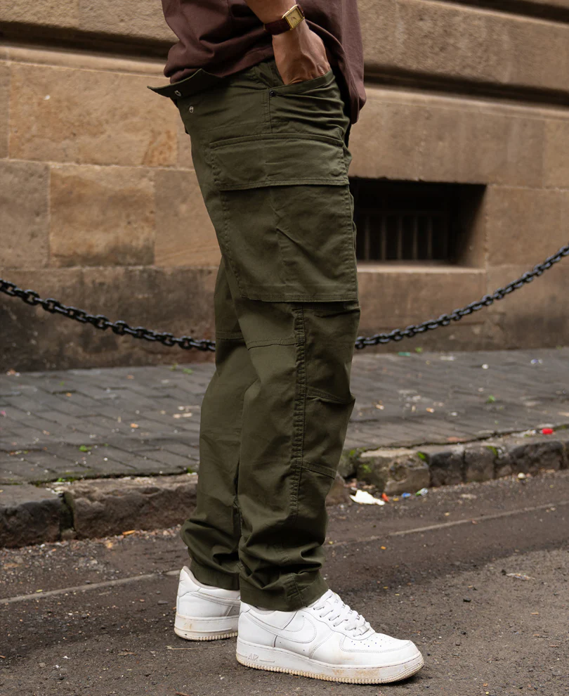 Olive Cotton Cargo Trouser - Image 3