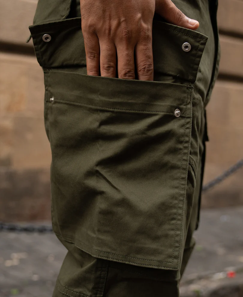 Olive Cotton Cargo Trouser - Image 4