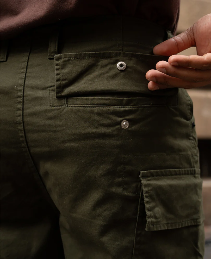 Olive Cotton Cargo Trouser - Image 6