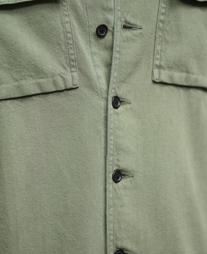 Olive Denim Overshirt 100% Cotton - Image 5