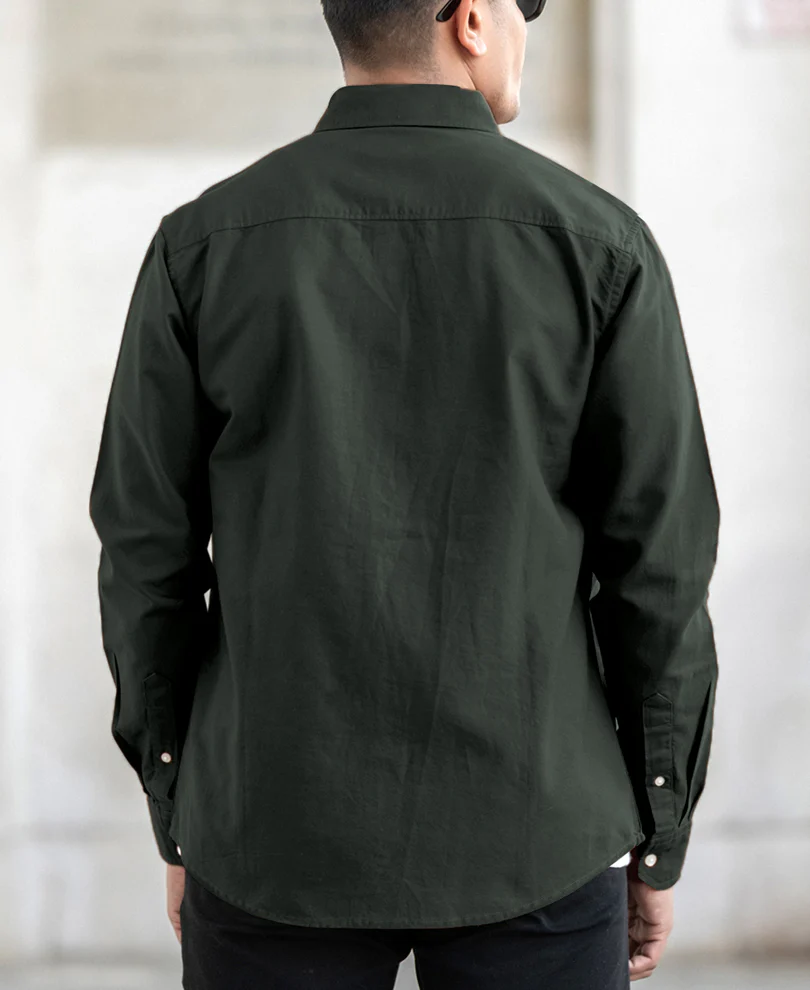 Olive Oxford Shirt 100% Cotton - Image 3