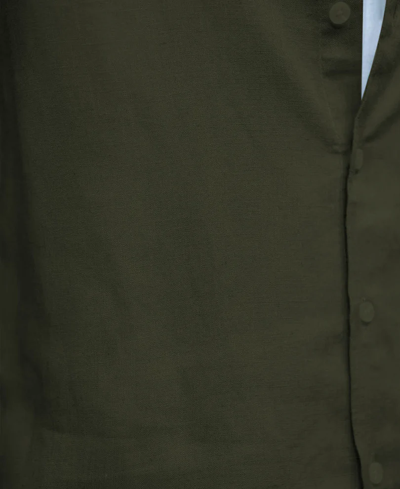 Olive Linen Blend Shirt - Image 4