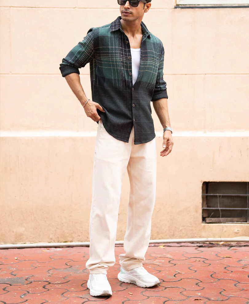 Olive Ombre Checks Shirt - Image 6