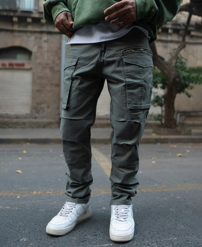 Olive Regular Fit Cargo Pant 100% Cotton - Image 3