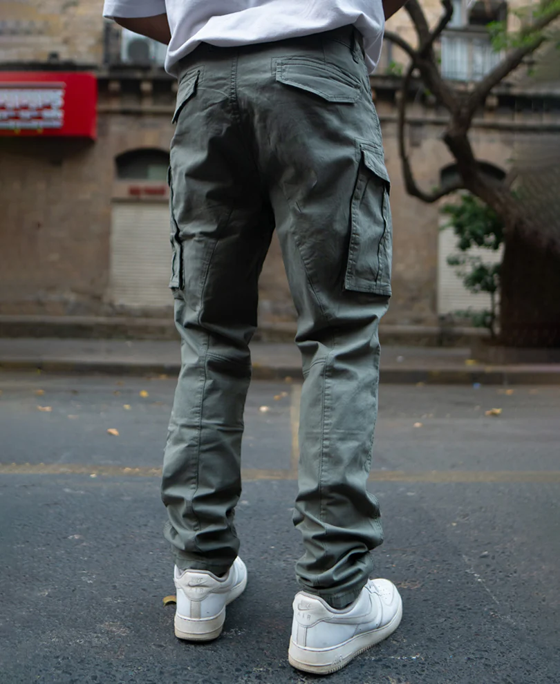 Olive Regular Fit Cargo Pant 100% Cotton - Image 4