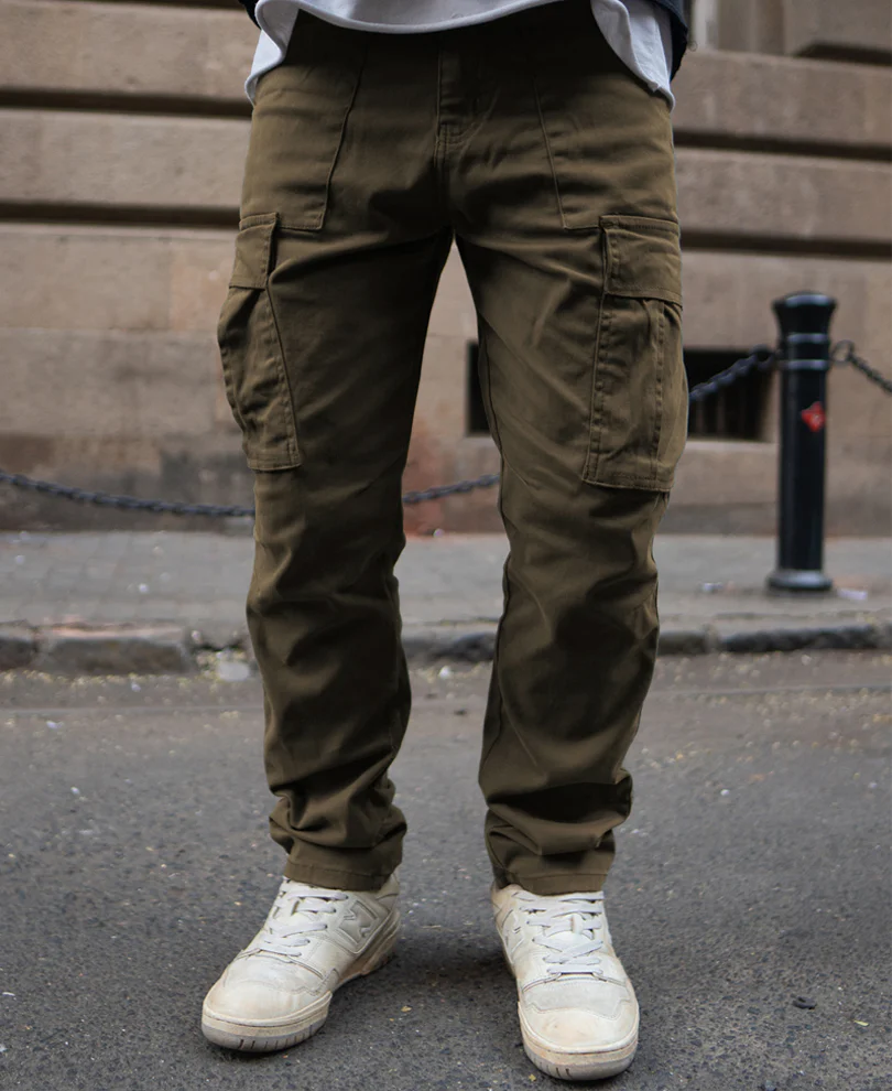Olive Regular Fit Cotton Cargo Pant - Image 3