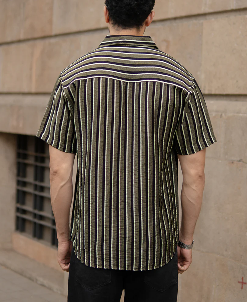 Olive Striped Flowy Shirt - Image 5