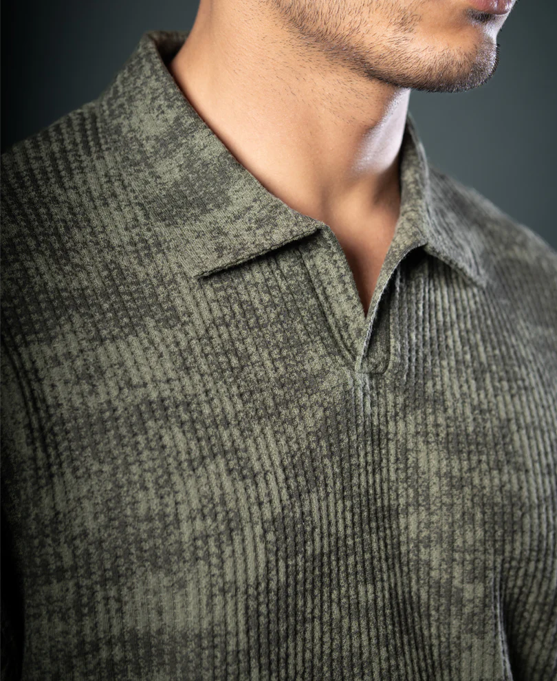 Olive Structure Print Boxy T-Shirt - Image 8
