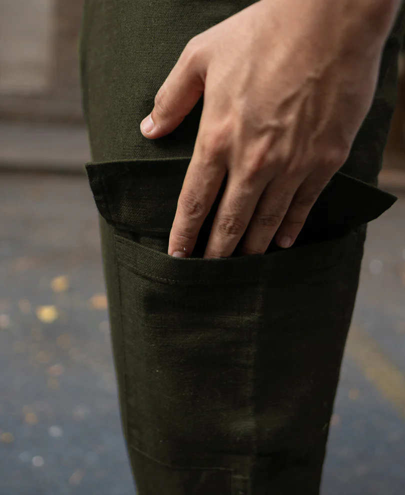 Olive Structured Trouser 100% Cotton - Image 3