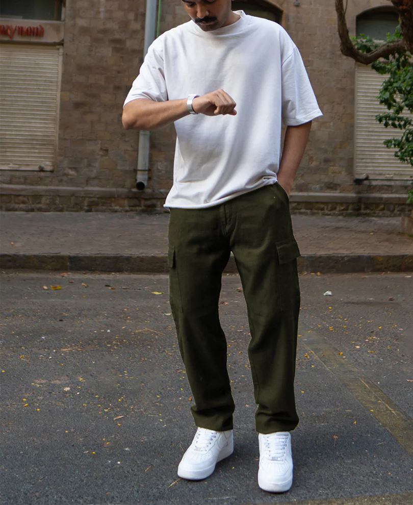 Olive Structured Trouser 100% Cotton - Image 5