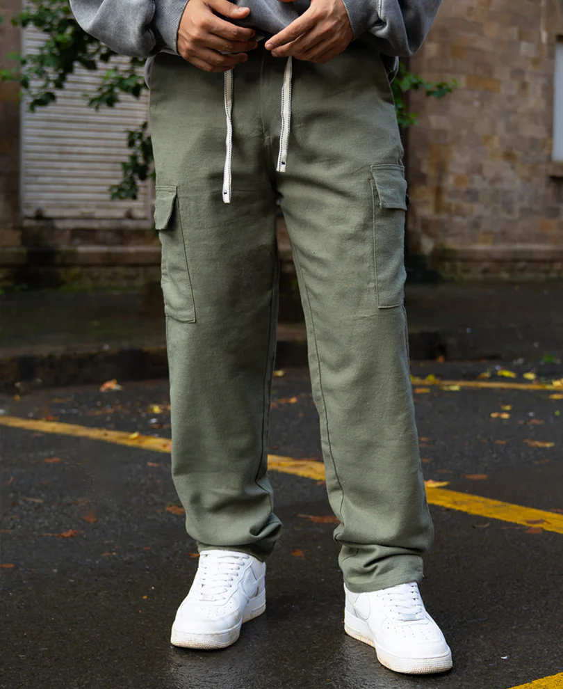Olive Structured Linen Blend Trouser - Image 2