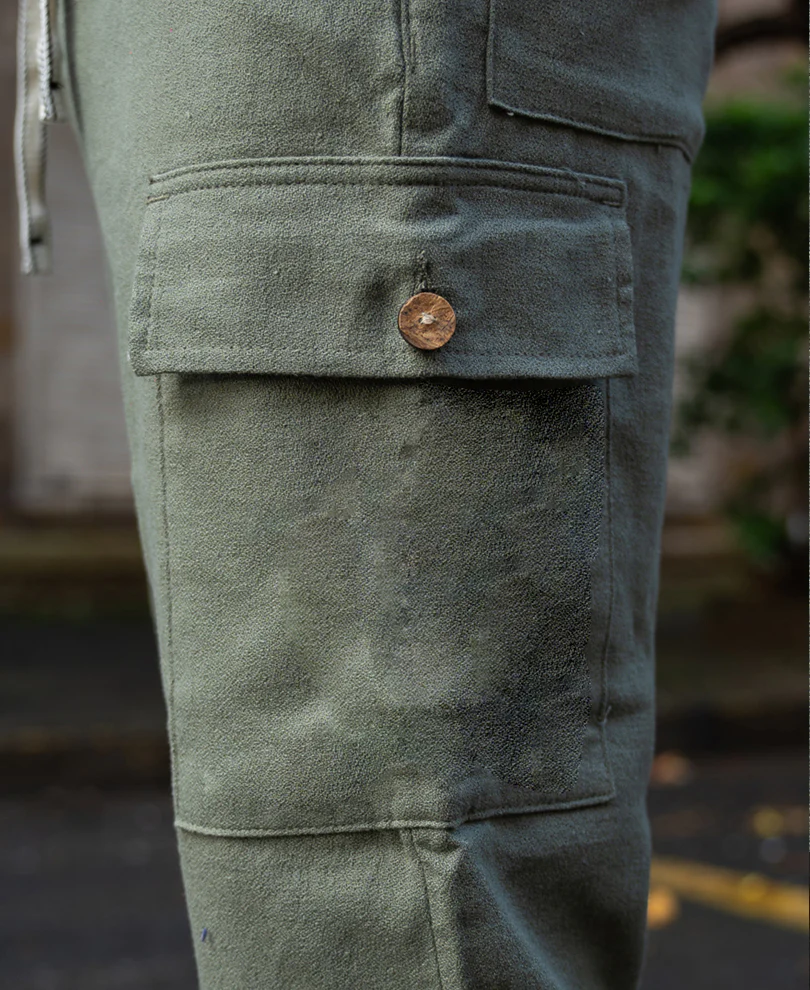 Olive Structured Linen Blend Trouser - Image 4