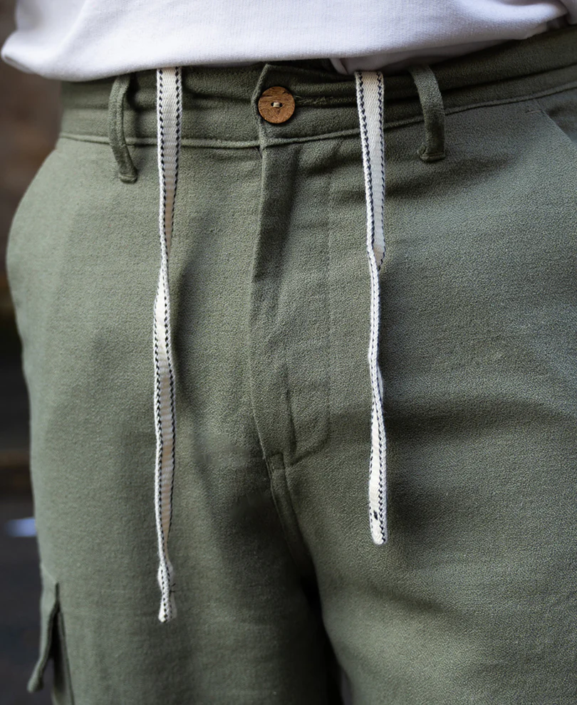 Olive Structured Linen Blend Trouser - Image 5