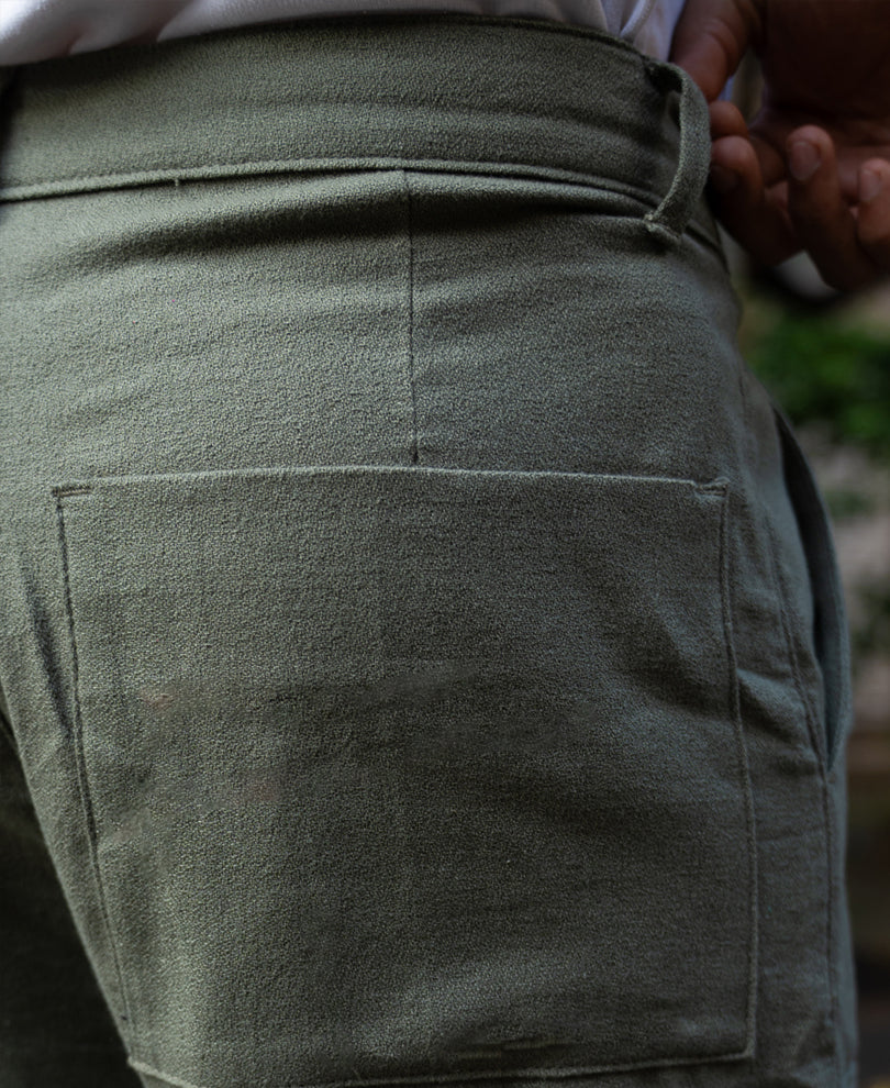 Olive Structured Linen Blend Trouser - Image 6