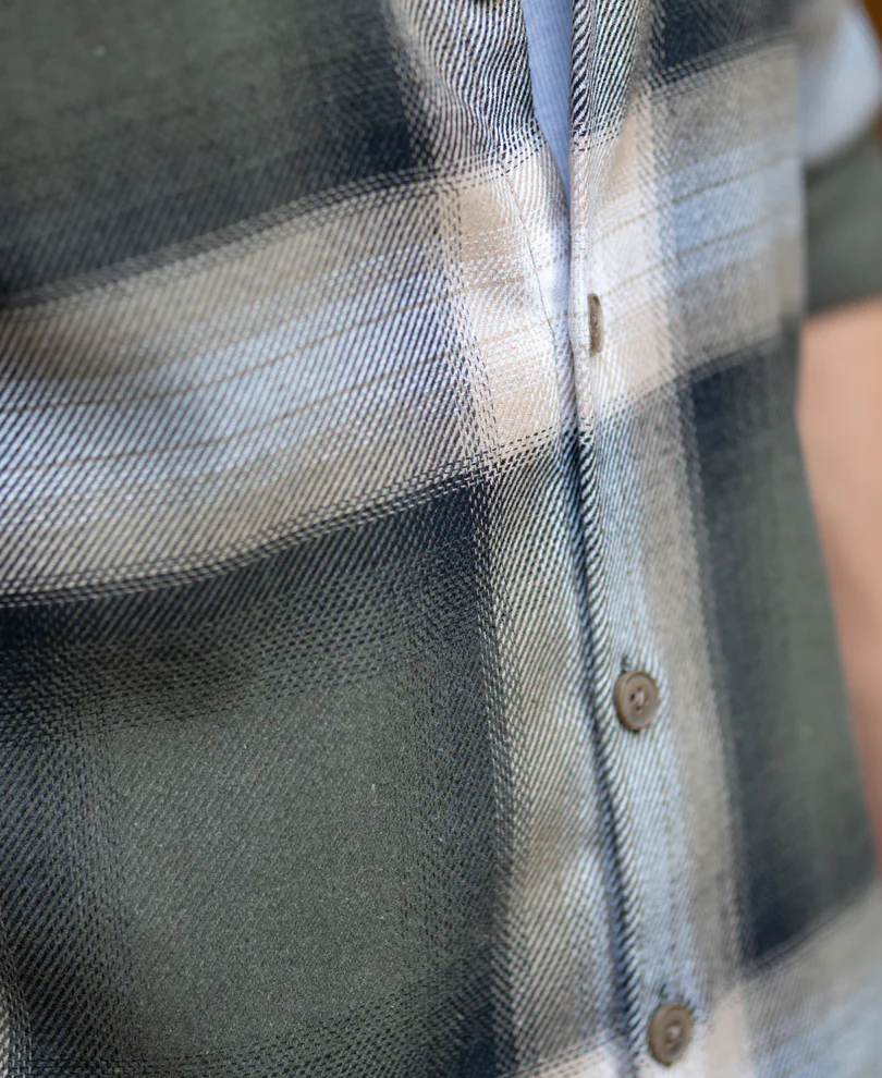 Olive Twill Checks Shirt - Image 4