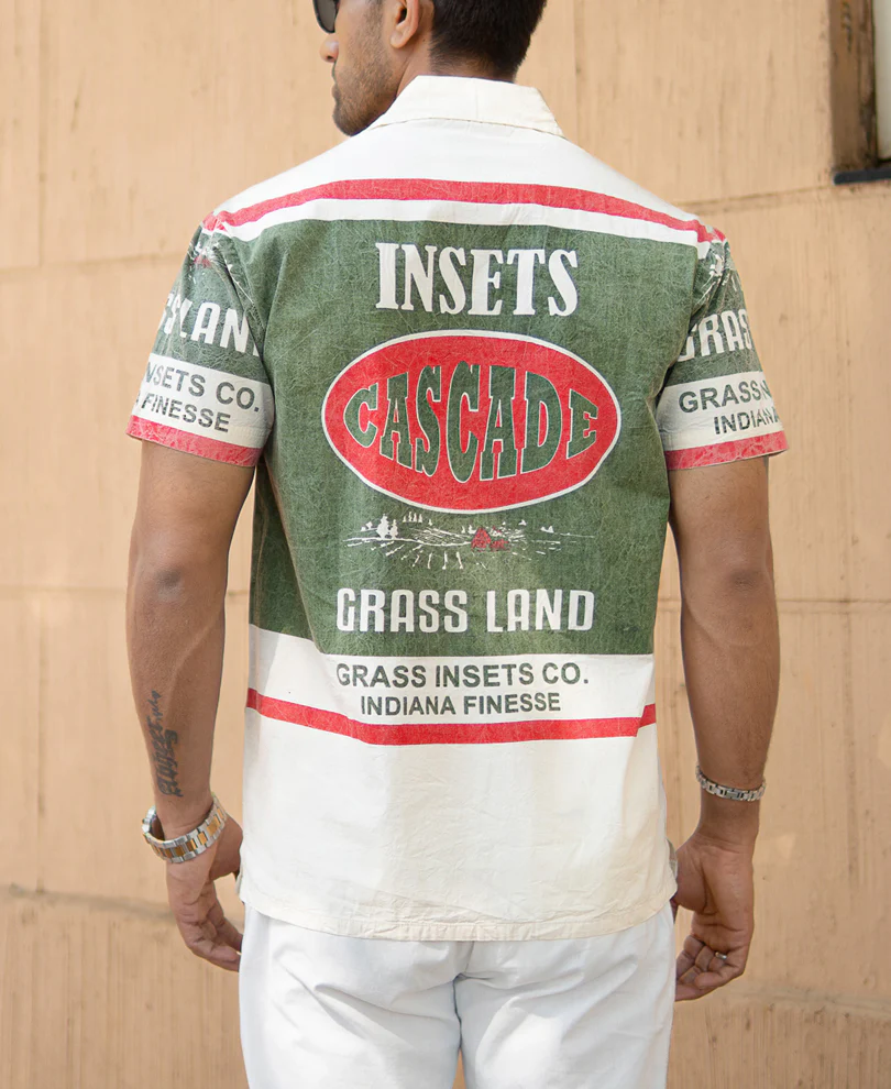 Olive Washed Printed Shirt 100% Cotton - Image 5