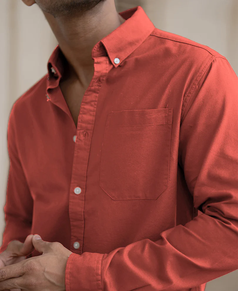 Orange Rust Oxford Shirt 100% Cotton - Image 4