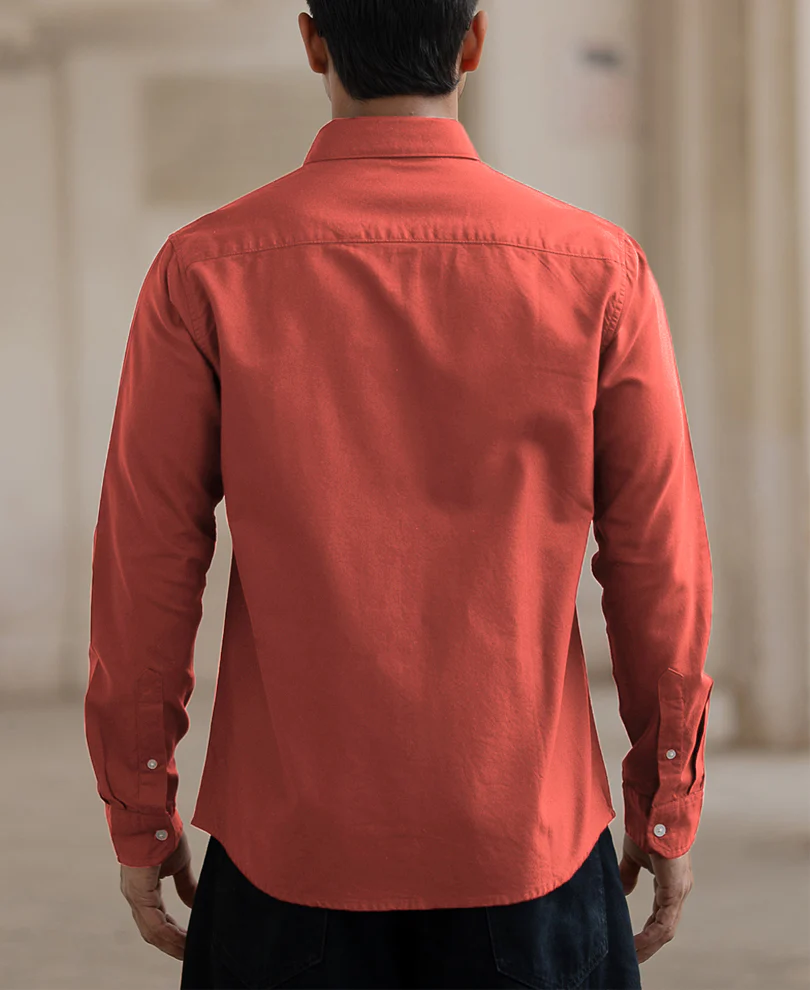 Orange Rust Oxford Shirt 100% Cotton - Image 5