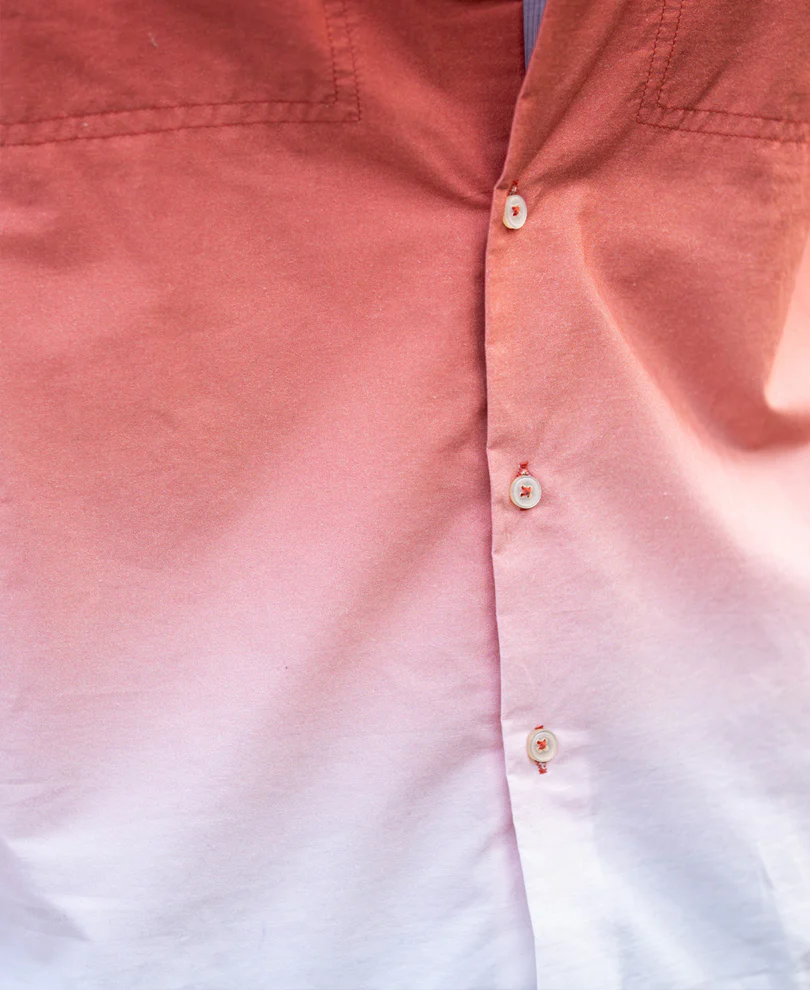 Orange Rust Ombre Pocket Shirt 100% Cotton - Image 4