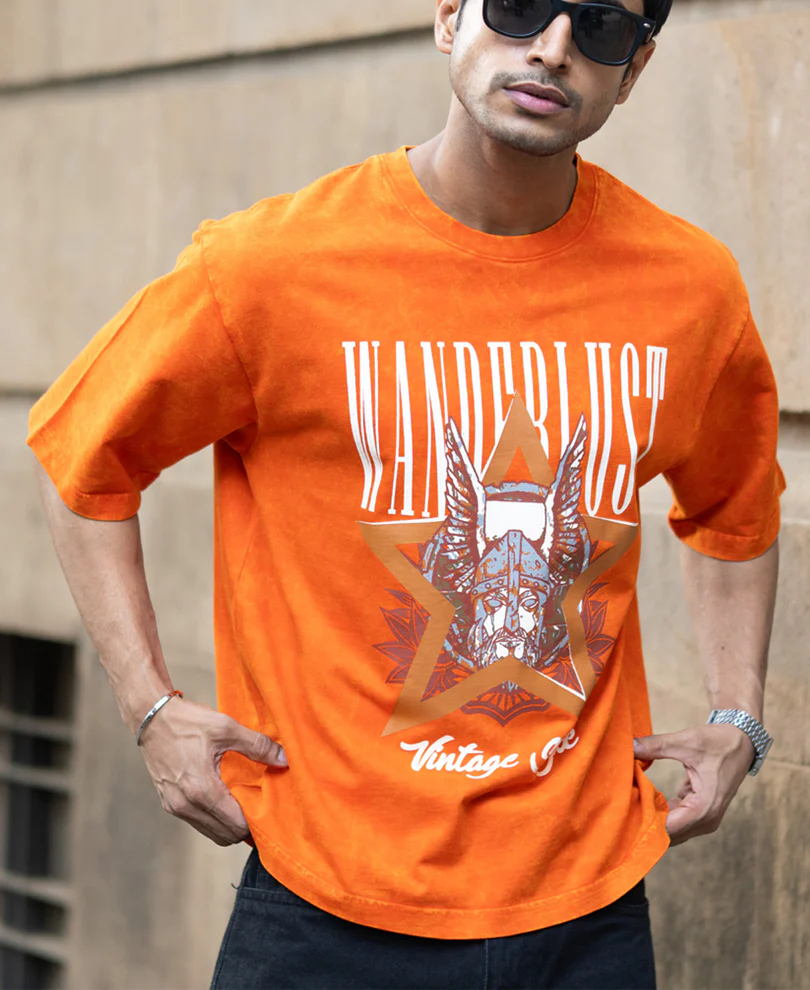 Orange Washed Graphic T-Shirt 100% Cotton - Image 2