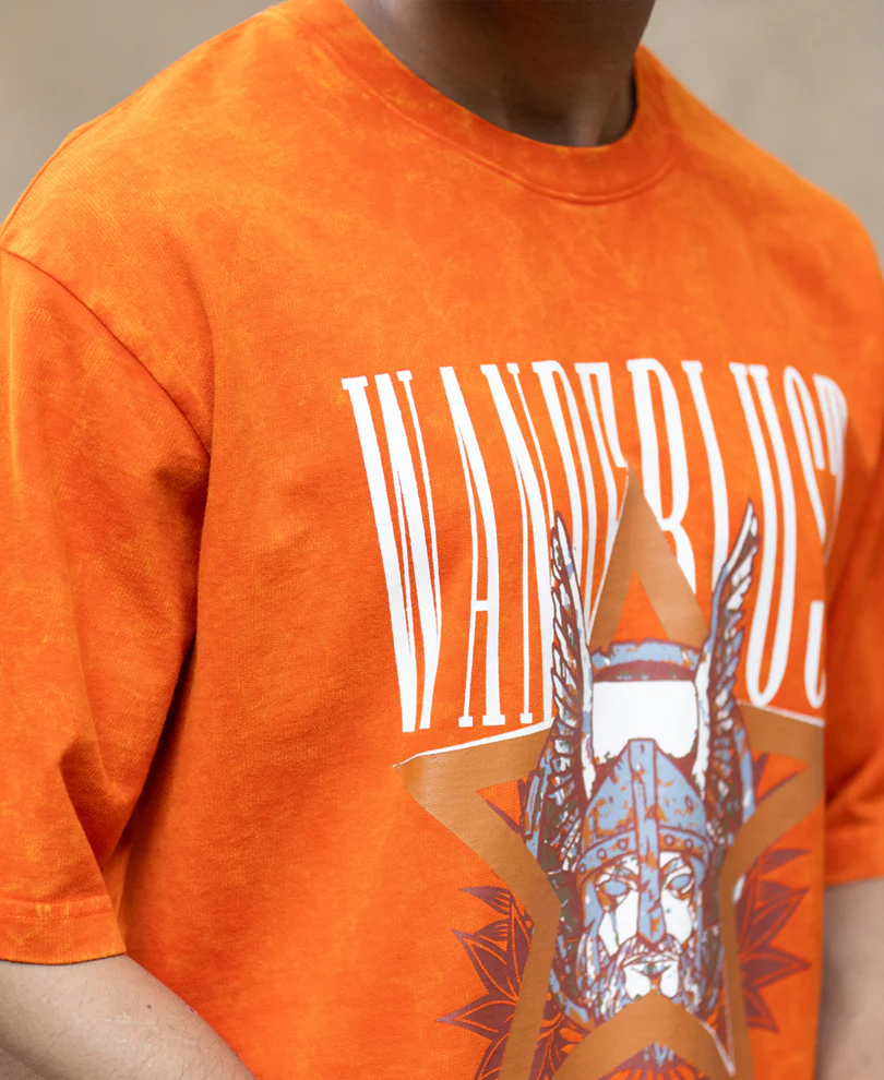 Orange Washed Graphic T-Shirt 100% Cotton - Image 3