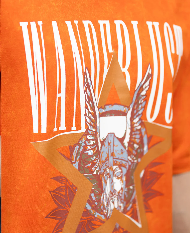 Orange Washed Graphic T-Shirt 100% Cotton - Image 4