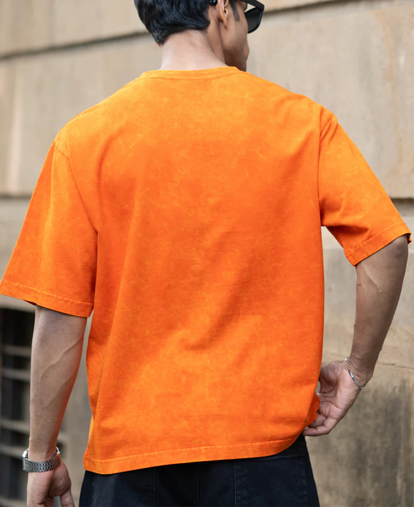 Orange Washed Graphic T-Shirt 100% Cotton - Image 5