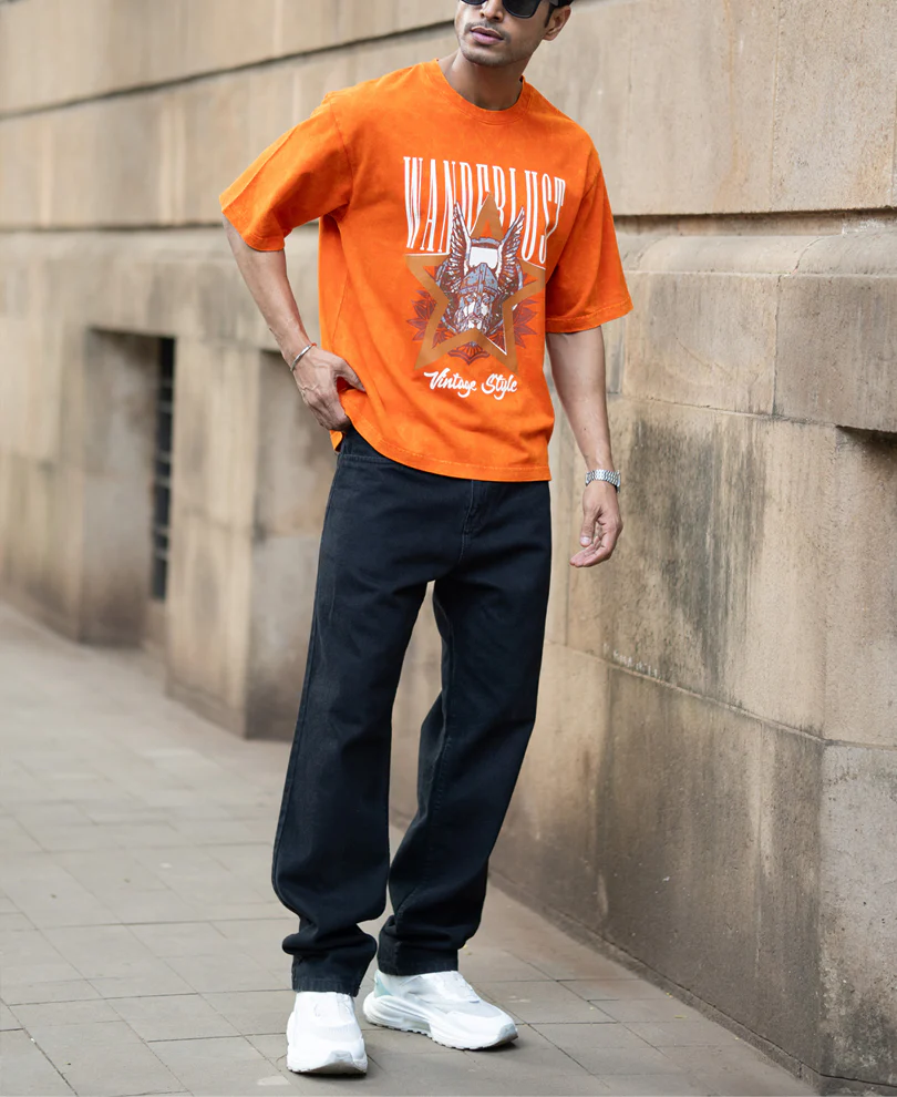 Orange Washed Graphic T-Shirt 100% Cotton - Image 6