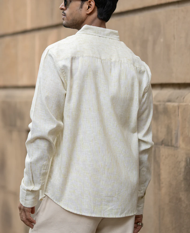 Pale Yellow Slub Stripe Shirt - Image 5