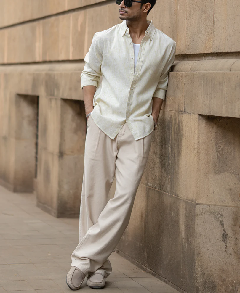 Pale Yellow Slub Stripe Shirt - Image 6