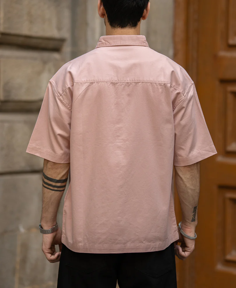 Pastel Pink Embroidered Shirt 100% Cotton - Image 5