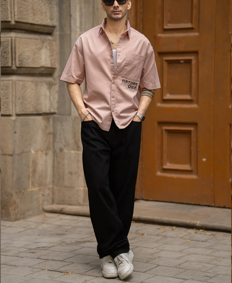 Pastel Pink Embroidered Shirt 100% Cotton - Image 6