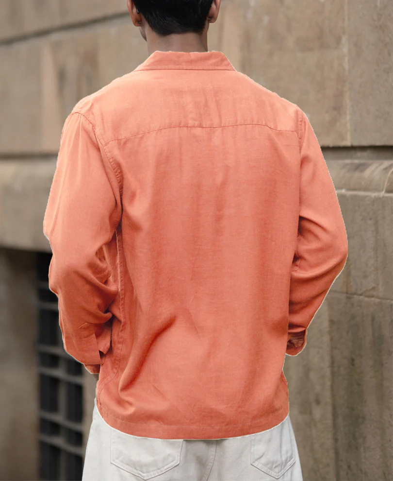 Peach Linen Double Pocket Shirt - Image 6