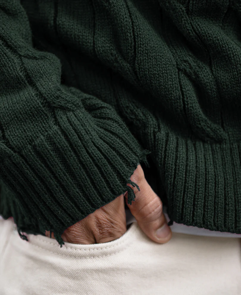 Pine Distressed Cable Knit T-Shirt - Image 4