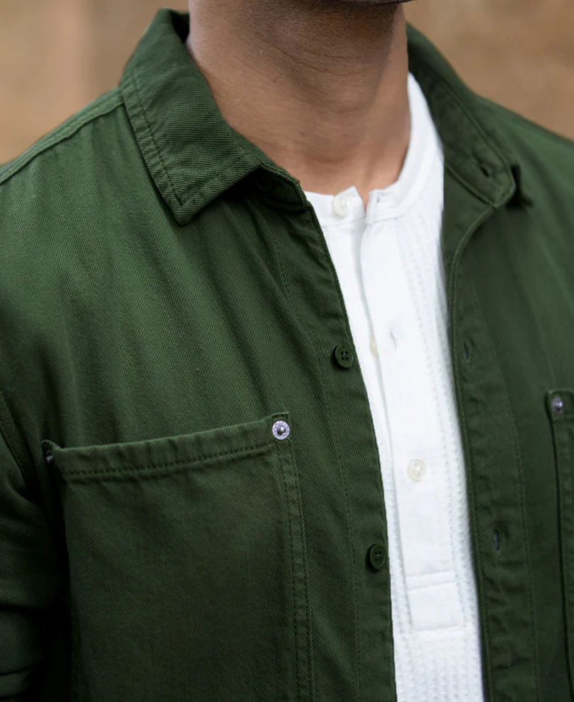 Pine Green Textured Overshirt 100% Cotton - Image 4