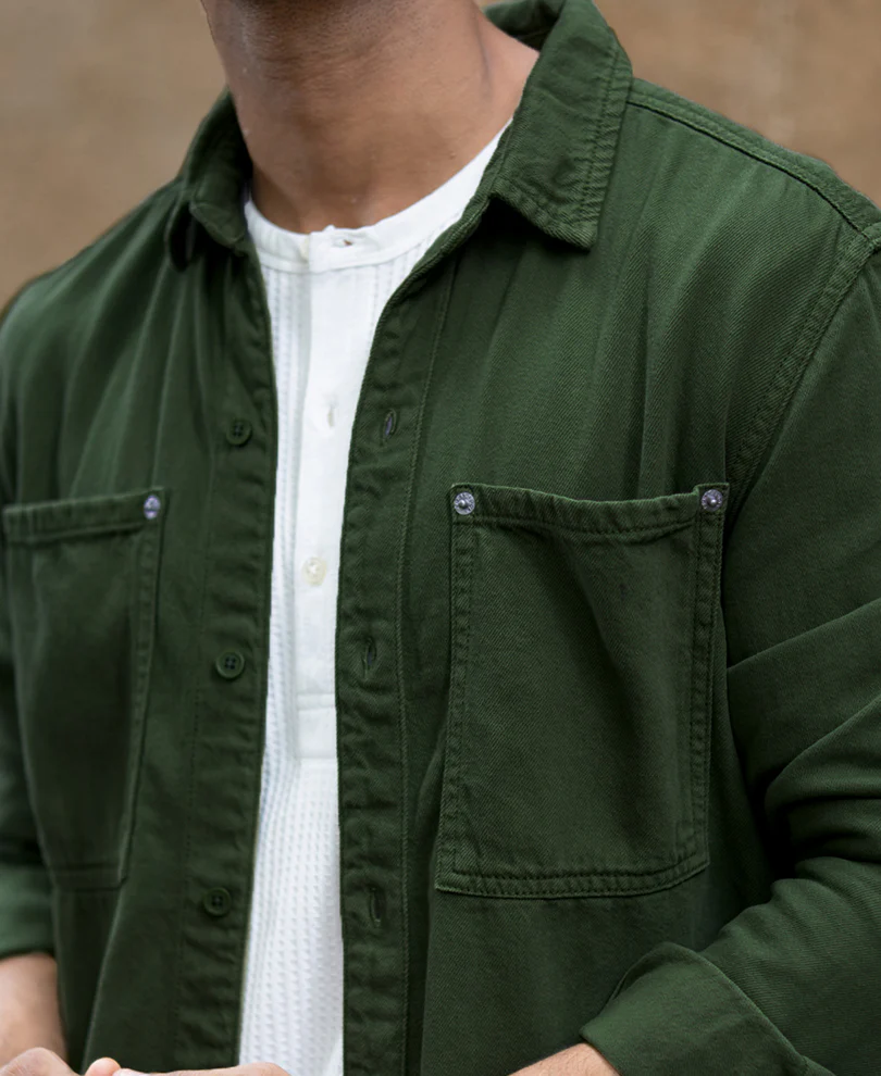 Pine Green Textured Overshirt 100% Cotton - Image 5